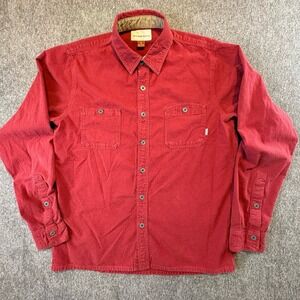 Simms Mens Medium Red Chamois Thick Hunting Hiking Button Up Shirt